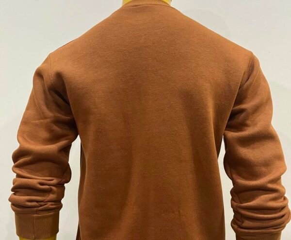 Back view of burnt orange cotton fleece sweatshirt from Wearees