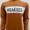 Burnt orange cotton fleece sweatshirt with Wearees logo, front view
