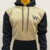 Wearees black and khaki hoodie - polyester fleece with warmth and statement style