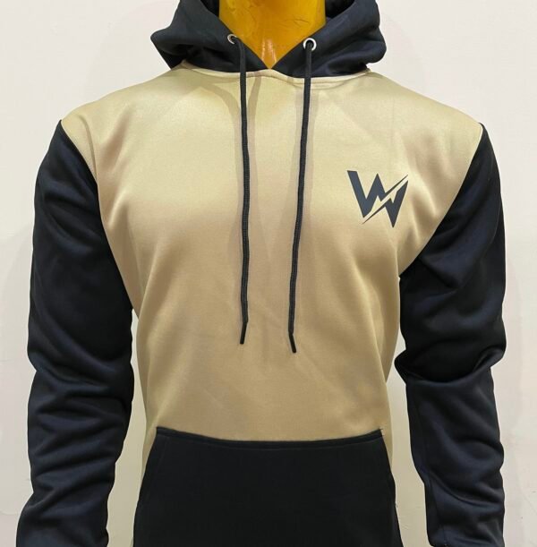 Wearees black and khaki hoodie - polyester fleece with warmth and statement style