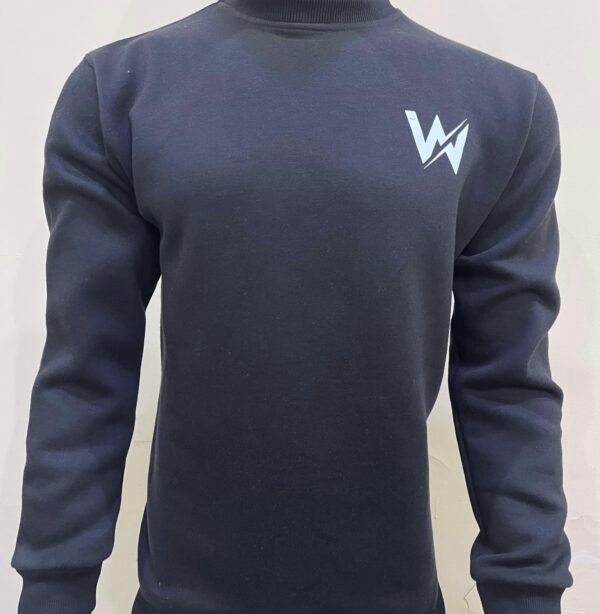 Wearees Premium Black Cotton Fleece Sweatshirt - Image 2