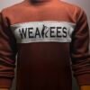 Burnt orange cotton fleece sweatshirt with Wearees logo front view