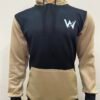 Close-up of Wearees black hoodie's Palestine design on soft polyester fleece - quality and design in detai