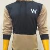 Wearees logo on khaki and black polyester fleece hoodie, featuring Palestine-inspired design