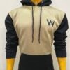 Wearees khaki and black polyester fleece hoodie stylish and comfortable wear