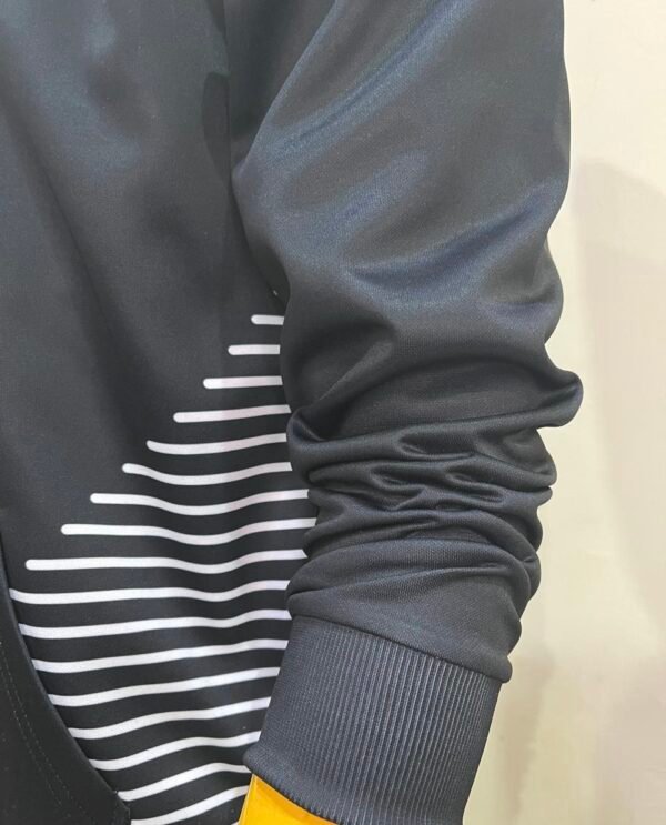 Close-up of the Pakistan map design on Wearees black polyester hoodie - cultural pride meets modern fashion.